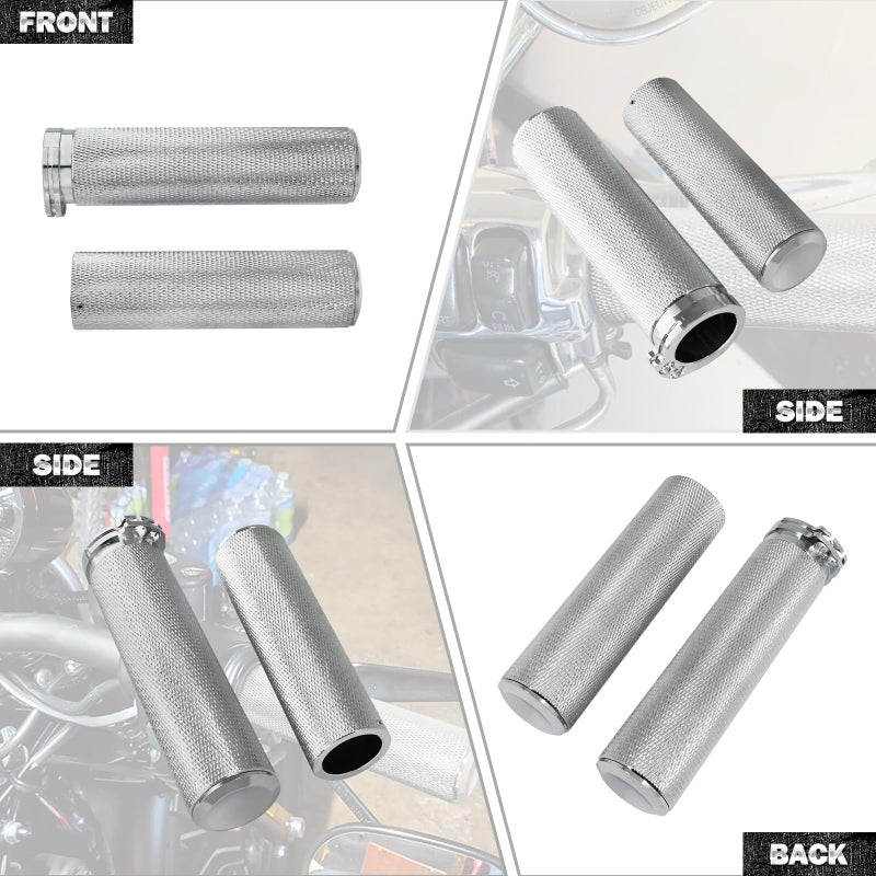 HDBUBALUS Hand Grips 1 Inch Motorcycle Handlebar Grips Cable Throttle Compatible for Harley Sportster Touring Dyna Softail 883 1200 Dyna Softail V-Rod Chrome - Image 5